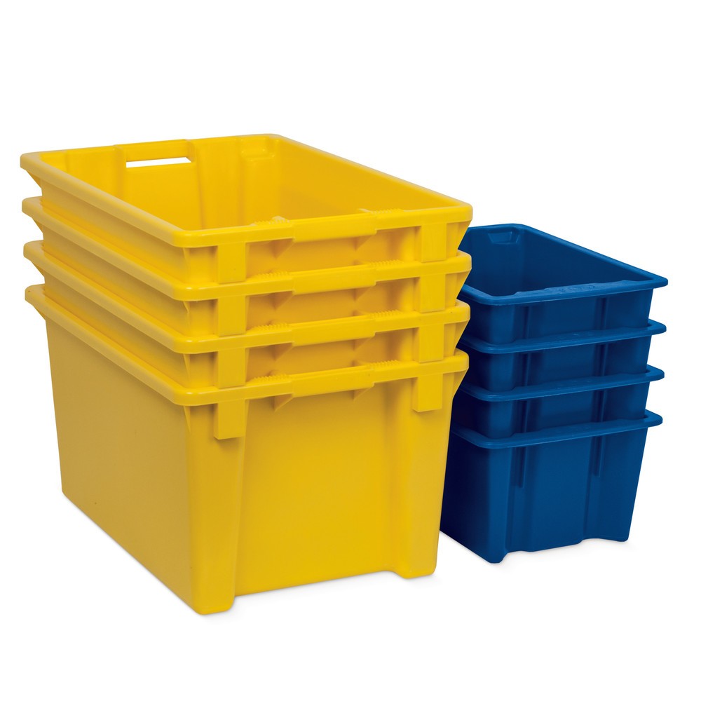 Image of Drehstapelbehälter aus Polypropylen für den flexiblen Einsatz In vielen Betrieben müssen Waren sicher eingelagert und bei Bedarf flexibel an ihren Einsatzort gebracht werden. In Drehstapelboxen verstauen Sie übersichtlich Ihre Güter und behalten den Überb