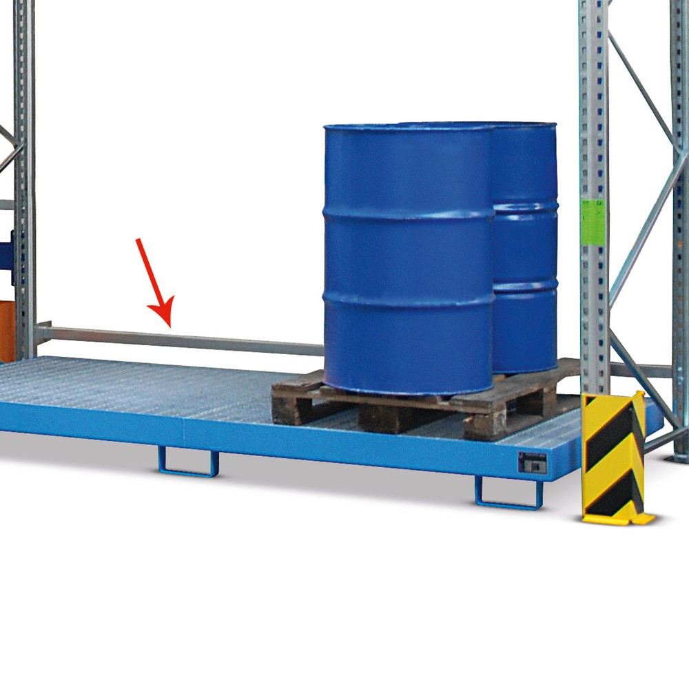 Image of  Für verschiedene Trägerlängen erhältlichDurchschubsicherung für Palettenregale mit Auffangwannen, Trägerlänge 1.800 mm Durchschubsicherung für Palettenregale mit Auffangwannen, Trägerlänge 1.800 mm