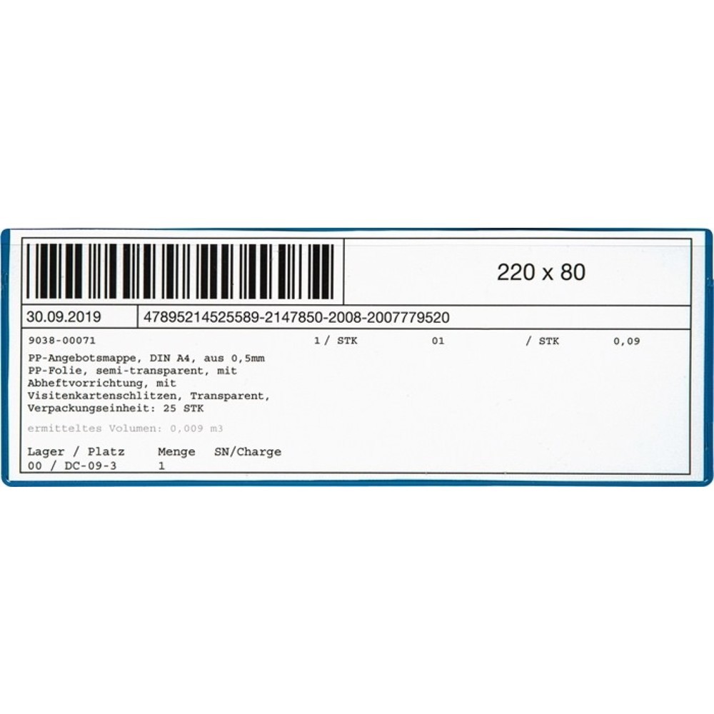 Image of  VE = 10 StückEICHNER Etikettentasche, magnetisch, B220xH80mm, 10St./Pack EICHNER Etikettentasche, magnetisch, B220xH80mm, 10St./Pack
