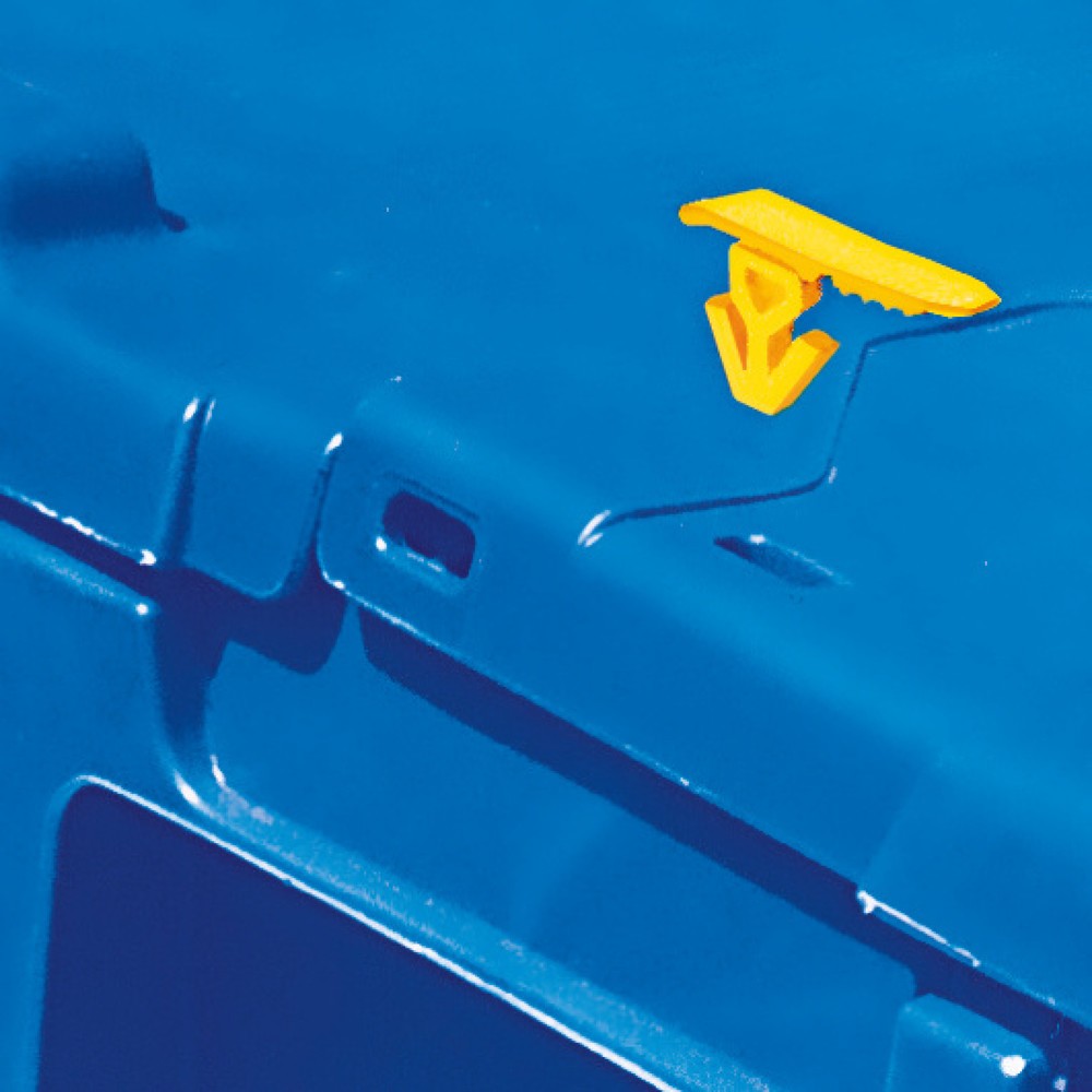 Image of  Zum Anbringen auf einem KistendeckelEinmal-Plomben für Mehrweg-Stapelbehälter aus Polypropylen, Kopf dreieckig Einmal-Plomben für Mehrweg-Stapelbehälter aus Polypropylen, Kopf dreieckig