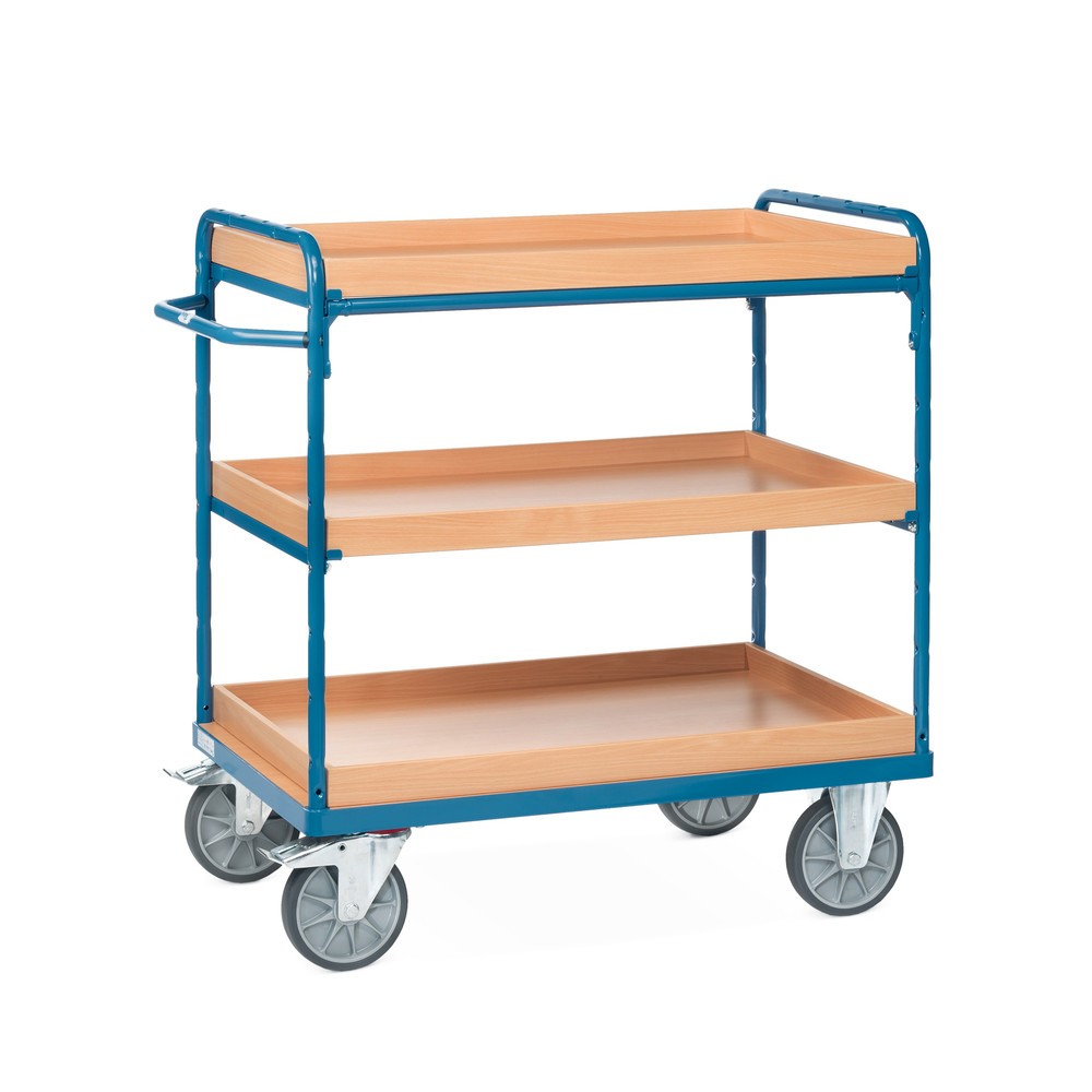 Image of Etagenwagen fetra® mit Einlegekästen für flexiblen Materialtransport Für flüssige Arbeitsprozesse ist es von Vorteil, alle benötigten Gegenstände und Teile stets zur Hand zu haben. Auf einem Etagenwagen mit Einlegekästen können Sie selbige unterbringen un