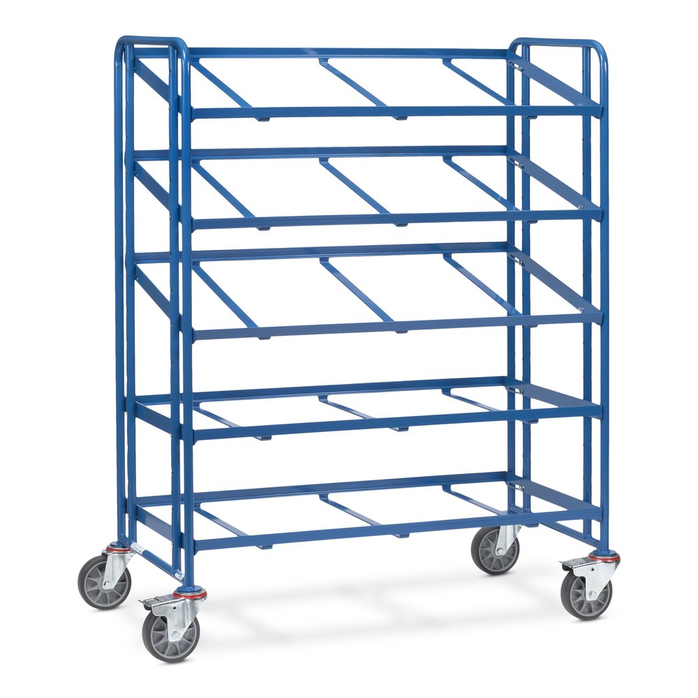 Image of Eurokasten-Etagenwagen fetra®, Tragkraft bis zu 300 kg, offener Rahmen Wählen Sie zwischen Ausführungen mit verschiedenen Abmessungen und unterschiedlicher Anzahl an Etagen. Für den optimalen Überblick und den schnellen Zugriff auf den Inhalt der Eurokäst