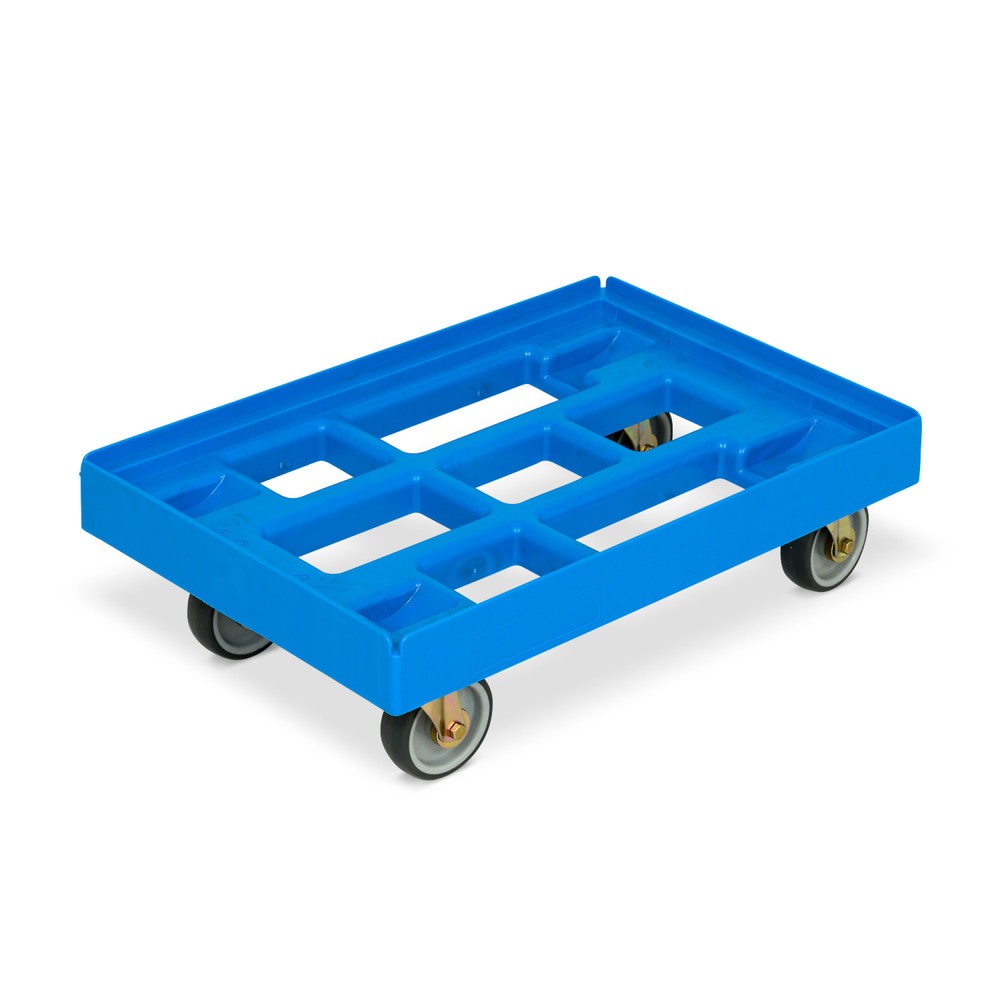 Image of Sicherer, stabiler Transport mit dem Eurokastenroller aus Polyethylen Eine Transporthilfe wie der Eurokasten-Roller mit Kunststoffrahmen erleichtert Ihnen die Arbeit und macht Arbeitsprozesse schneller und effektiver. Dieser Transportwagen aus HDPE-Granul