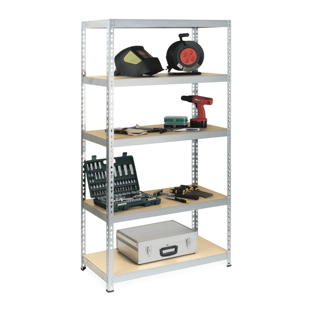 Image of Fachbodenregal für die saubere Lagerung von Gütern aller Art Das Fachbodenregal BASIC mit einer Fachlast bis 175 kg ist verzinkt und kann durch seine offene Konstruktion mühelos be- und entladen werden. Die ausgestanzten Löcher im Rahmen ermöglichen die u