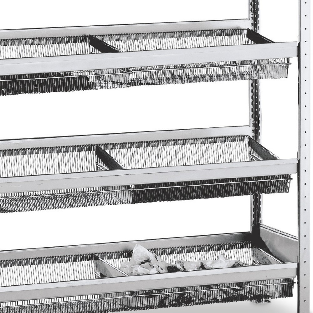 Image of  RostbeständigFachkorbebene für Fachbodenregal SCHULTE mit engmaschigen Körben, BxT 1.500 x 400 mm Fachkorbebene für Fachbodenregal SCHULTE mit engmaschigen Körben, BxT 1.500 x 400 mm