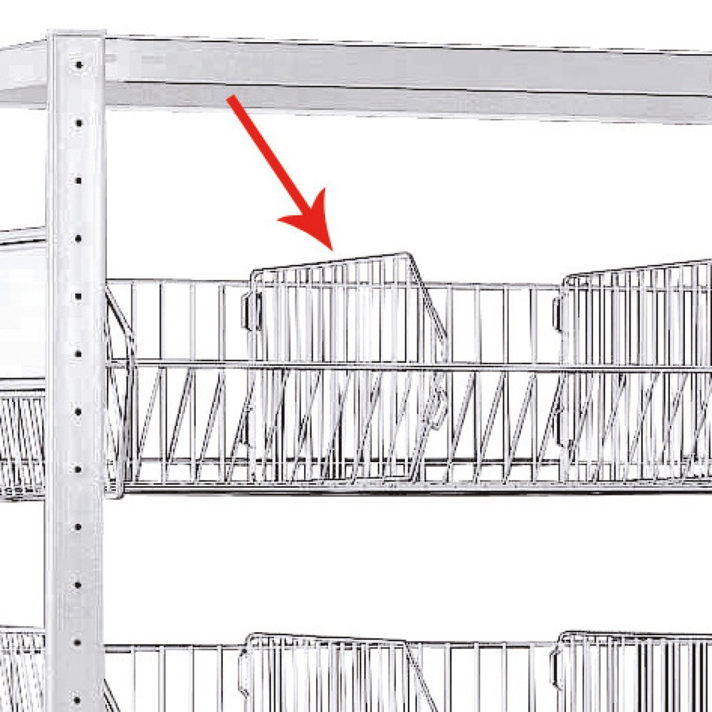 Image of  RostbeständigFachteiler für Fachbodenregal SCHULTE mit grobmaschigen Körben Fachteiler für Fachbodenregal SCHULTE mit grobmaschigen Körben