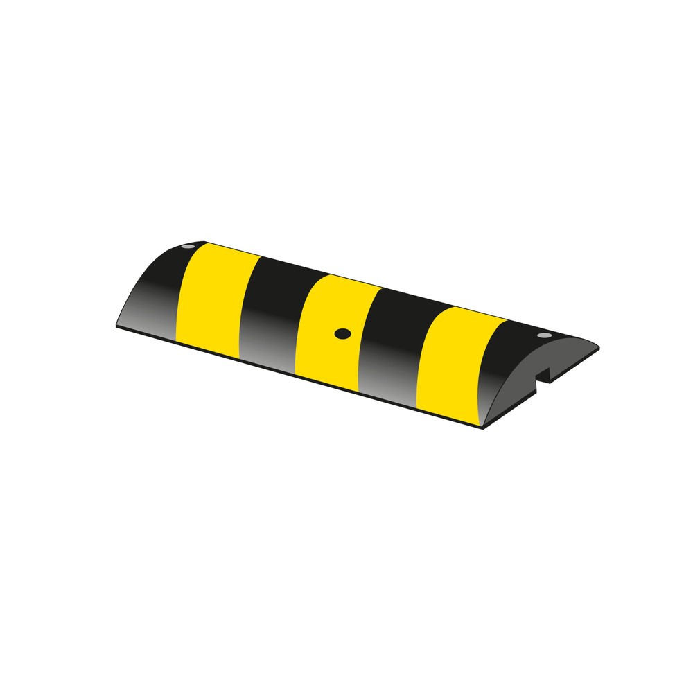 Image of Wirksame Verkehrsregelung an Gefahrenpunkten Die Fahrbahnschwelle PKW ist aus widerstandsfähigem, recyceltem Gummi gefertigt und besitzt ein gleichmässiges Profil, welches ein sicheres und dynamisches Überfahren ermöglicht. Die Schwelle wird im Baukastens