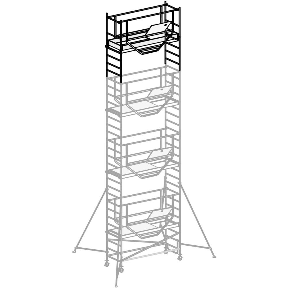 Image of  Arbeitshöhe bis ca. m: 3,25; Standhöhe bis ca. m: 1,25; Gerüsthöhe bis ca. m: 2,47; Gewicht kg: 55,4Fahrgerüst HYMER ADVANCED SAFE-T, Aufbaumodul 4 Fahrgerüst HYMER ADVANCED SAFE-T, Aufbaumodul 4