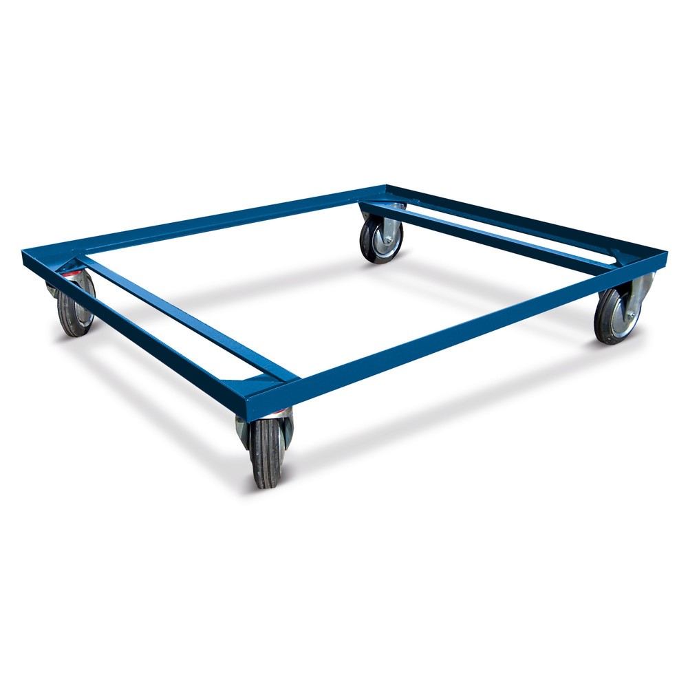 Image of Gut manövrierbares Gitterbox-Fahrgestell aus Stahl Mit dieser Transporthilfe bewegen Sie schwere Lasten leicht von einem Ort zum anderen. Das Fahrgestell für Gitterboxen der Marke HESON® besteht aus einer stabilen geschweissten Winkelstahlkonstruktion, di