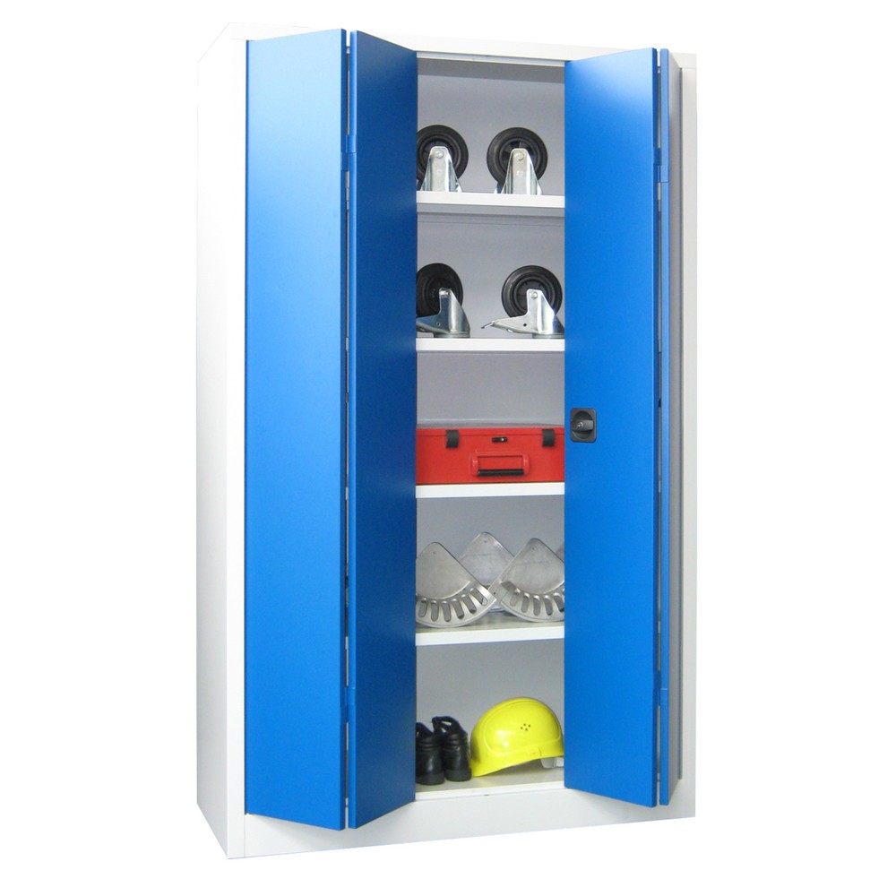 Image of Der Falttürenschrank PAVOY – ideal für beengte Platzverhältnisse Überall da unverzichtbar, wo viele Materialien und Werkzeuge eine übersichtliche und kompakte Lagerung erfordern: Erweitern Sie Ihre Werkstattausstattung um diese hochwertigen Falttürenschrä