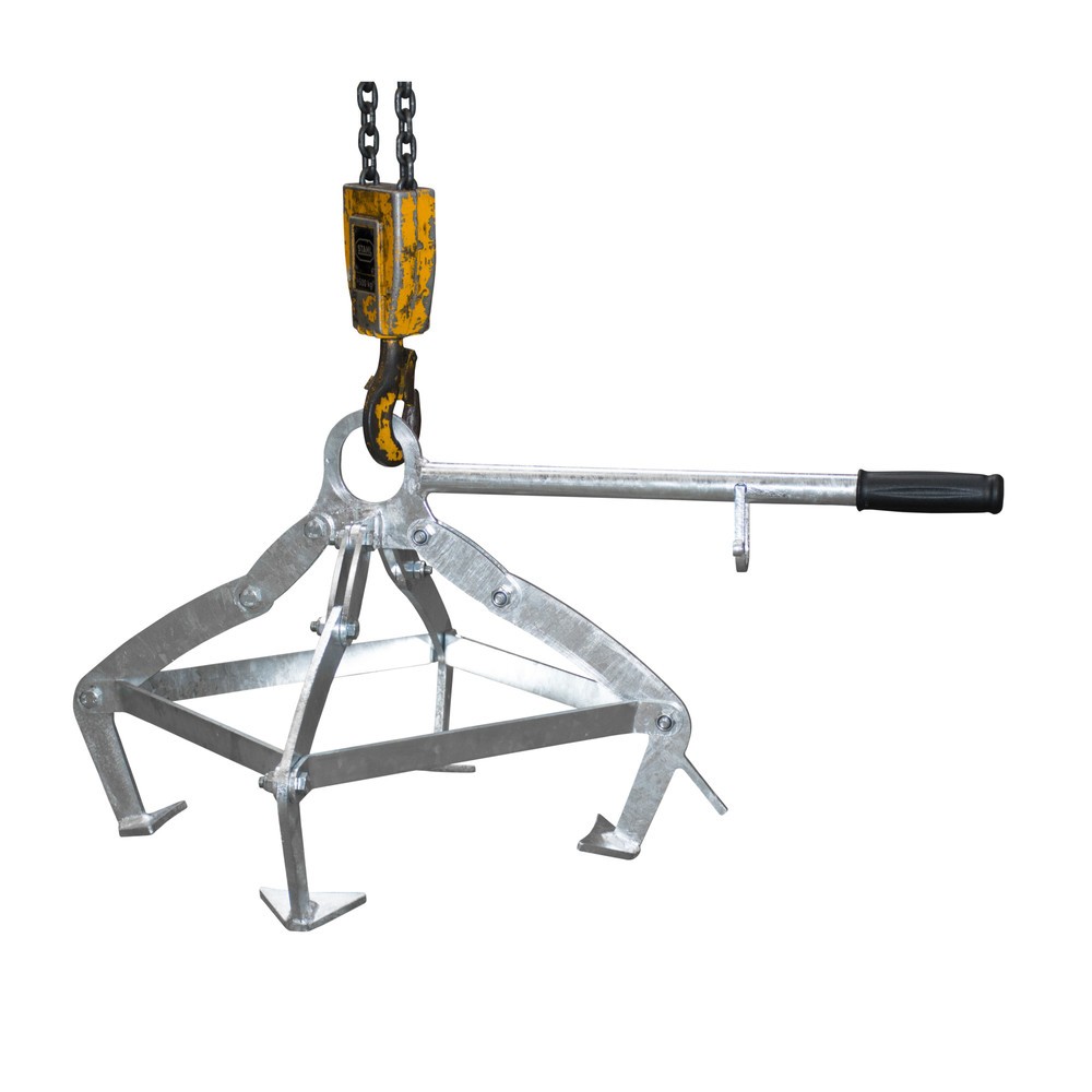 Image of Fest eingespannt, sicher abtransportiert – dank 4-Punkt-Fassgreifer Fässer einfach und schnell von einem zum anderen Ort transportieren: Der Fassgreifer, 4-Punkt-Spannsystem, verzinkt bietet Ihnen diesen sicheren Fasstransport. Dabei kommt ein Spannsystem