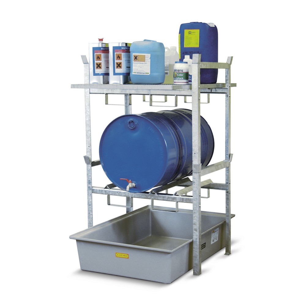 Image of CEMO Fassregal für Ihre individuelle Lagergestaltung Statten Sie Ihr Lager mit Abfüllregalen für den leichten Zugang von allen Seiten aus. Wählen Sie aus Varianten Fassregalen mit bis zu 3 Ebenen und modularen Stapelgestellen zum Nachrüsten. Je nach gewäh