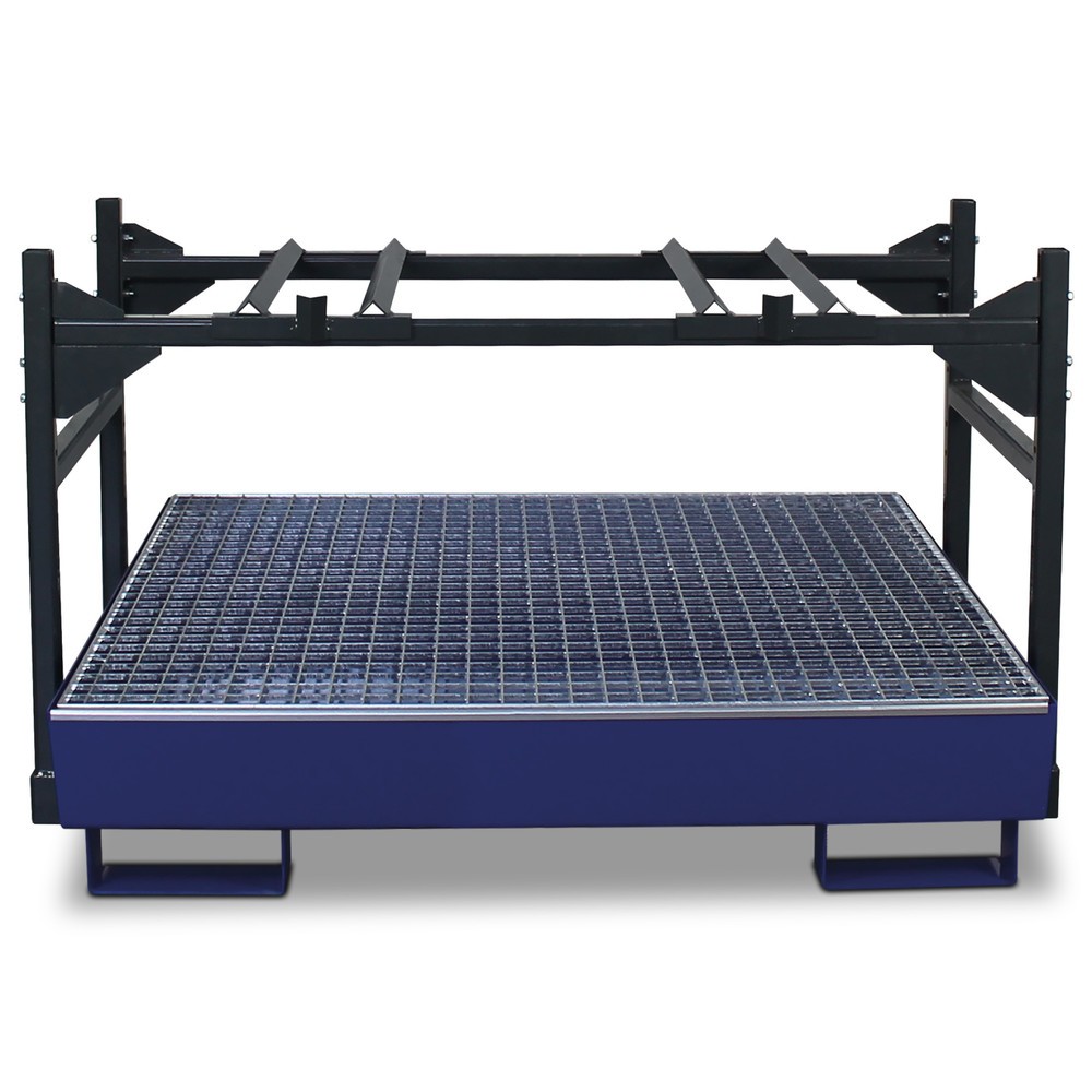 Image of Fassregal SAMOA-HALLBAUER, inkl. Auffangwanne – Zur sicheren Lagerung von Gefahrstoffen Mit dem Fassregal SAMOA-HALLBAUER, inkl. Auffangwanne erwerben Sie eine besonders stabile Lösung zur sicheren Lagerung von 3 x 60 l oder 2 x 200 l Fässern. Dank 3 vers