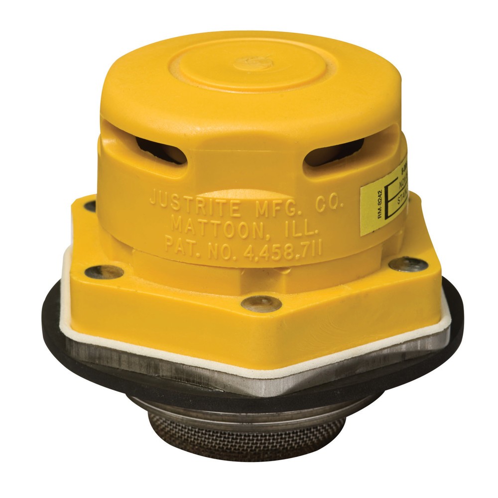 Image of  Mit 2"-Gewinde versehenJustrite Sicherheits-Fassentlüfter, vertikal, Edelstahl, für chlorierte Lösungsmittel Justrite Sicherheits-Fassentlüfter, vertikal, Edelstahl, für chlorierte Lösungsmittel