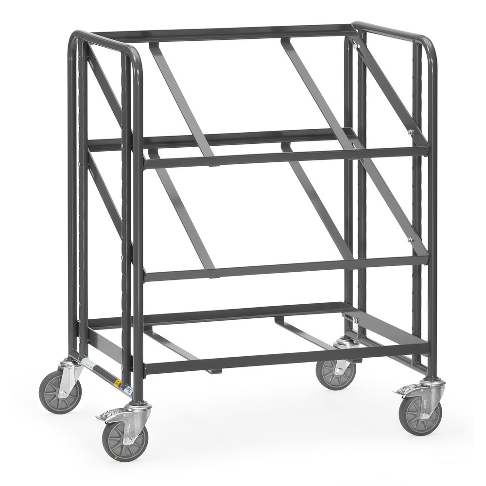 Image of Elektrisch leitfähiger Etagenroller zum platzsparenden Transportieren von Eurokästen Empfindliche elektronische Teile sind anfällig für Transportschäden und müssen besonders geschützt werden. Der fetra® ESD-Eurokasten-Etagenwagen sichert diese Bauteile du