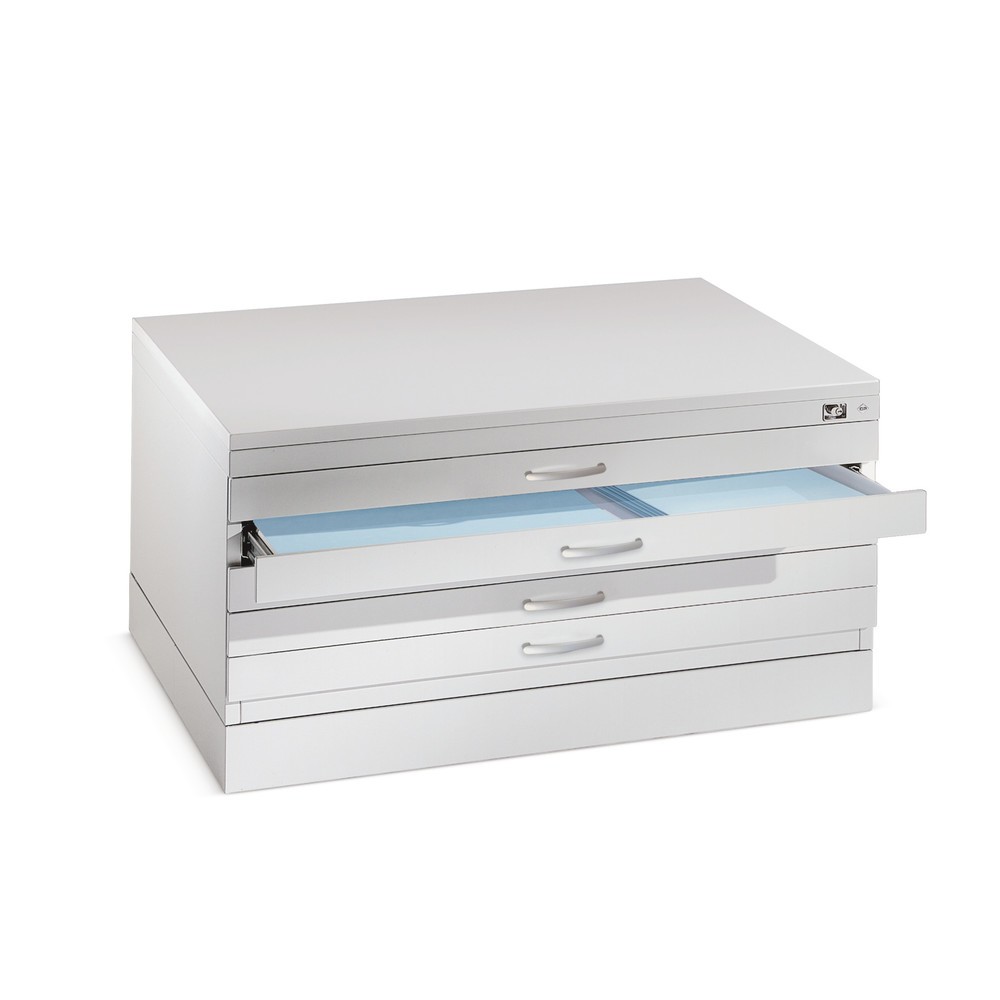 Image of Schubladenschränke für die fachgerechte Aufbewahrung flacher, grossformatiger Materialien Dieser Schrank mit Flachablage dient grossformatigen Papierbögen und anderen flachen Gegenständen als schonende und funktionale Vorrichtung zur Aufbewahrung. Wir bie