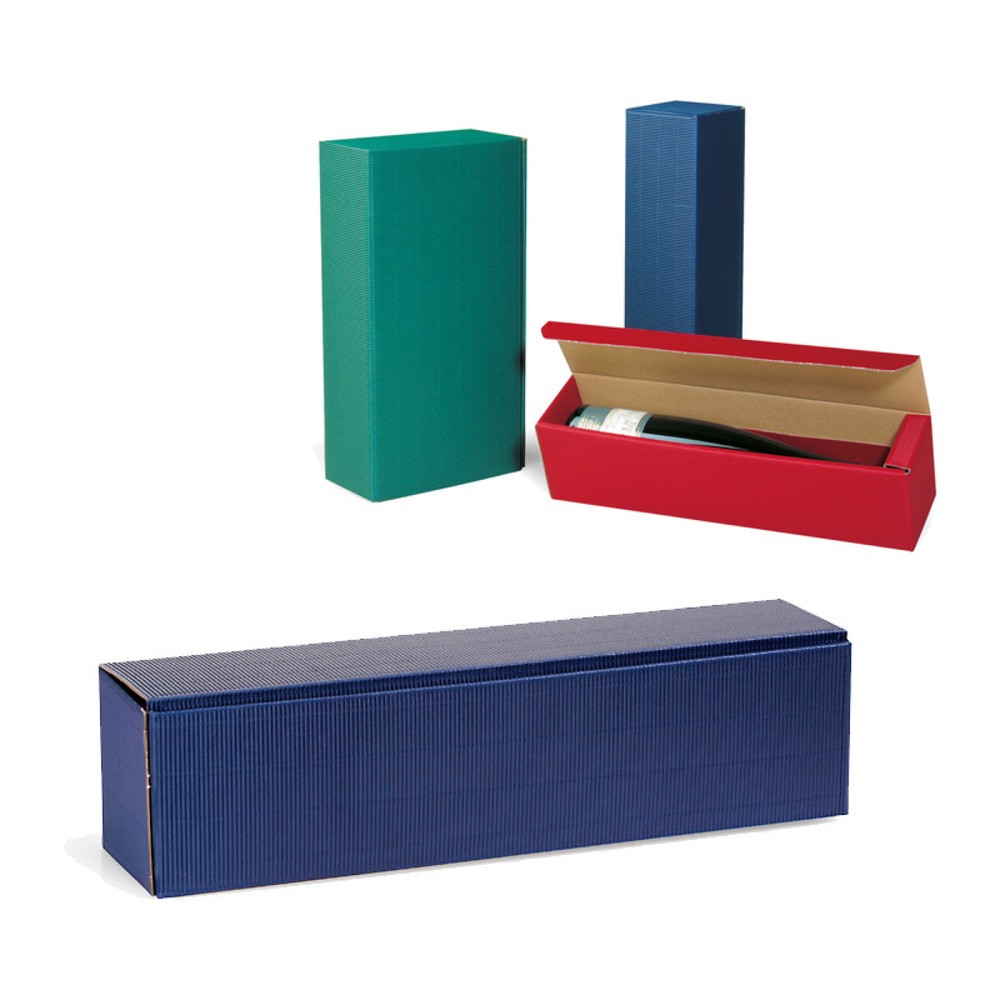 Image of  Für unterschiedliche Flaschenhöhen geeignetFlaschen-Präsentkarton 1er, 385 x 92 x 96 mm, saphirblau, offene Welle Flaschen-Präsentkarton 1er, 385 x 92 x 96 mm, saphirblau, offene Welle