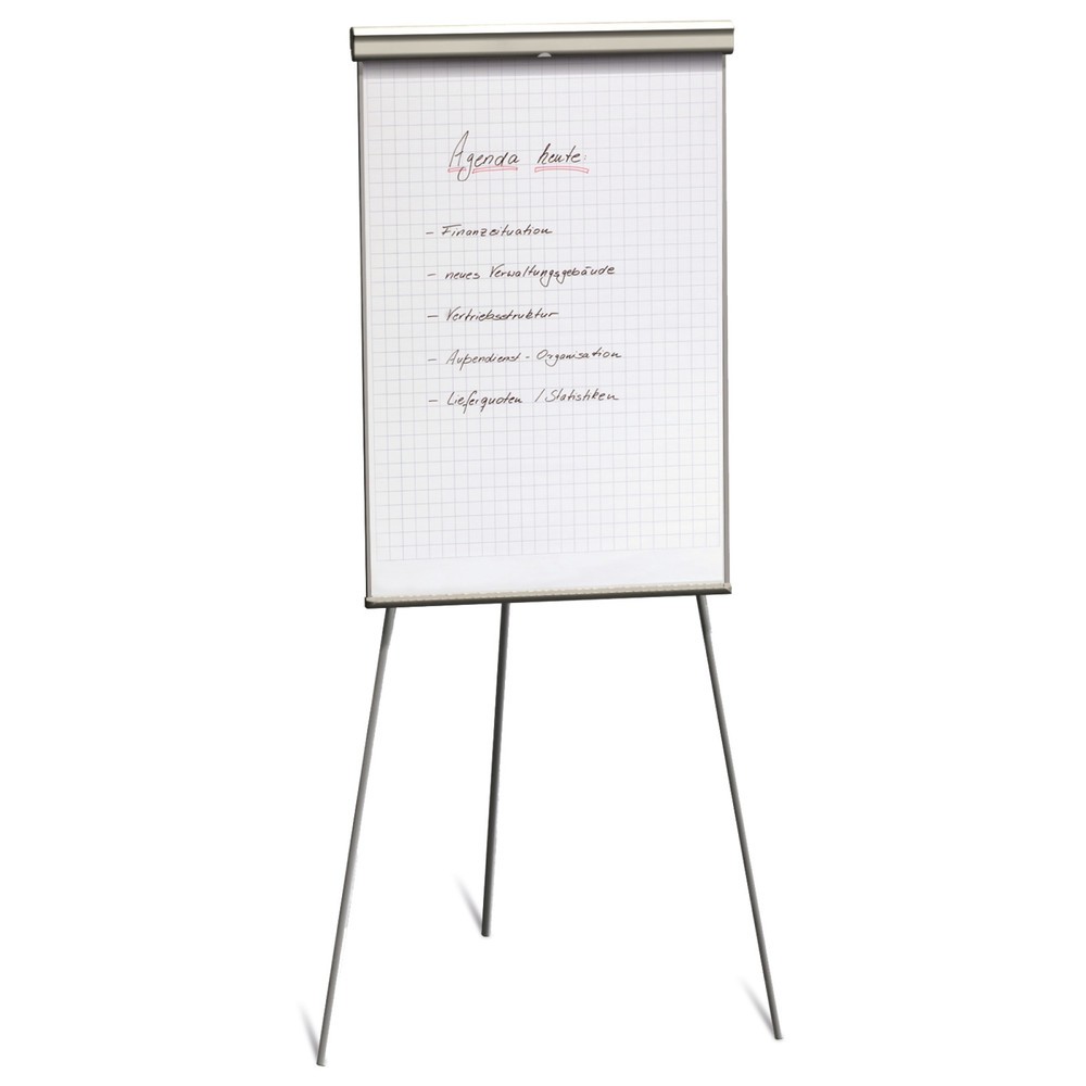 Image of Anschaulich präsentieren mit dem Flipchart BASIC, Dreibeinstativ Die Moderationstafel lässt sich bei Präsentationen einfach handhaben und ermöglicht eine übersichtliche Visualisierung. Hierfür können Sie die Schreibtafeloberfläche des Flipchart BASIC, Dre