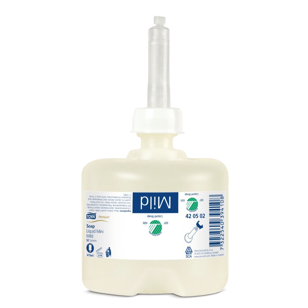 Image of unparfümierte, milde Seife, dermatologisch getestet, hohe Waschkraft, Inhalt 1000 ml, VE=6 FlaschenFlüssigseife TORK® MILD, MAXI-Spender Flüssigseife TORK® MILD, MAXI-Spender