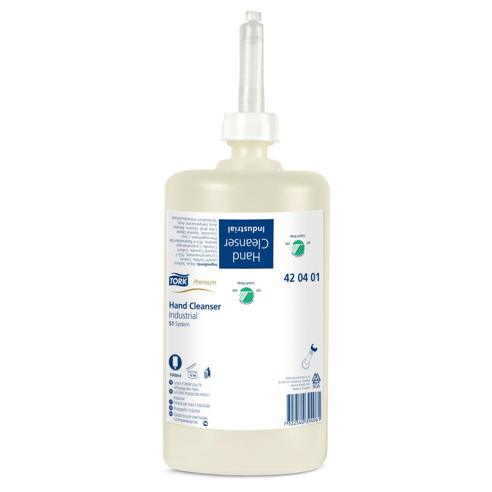 Image of unparfümierte, milde Seife, dermatologisch getestet, hohe Waschkraft, Inhalt 1000 ml, VE=6 FlaschenIndustrie-Flüssigseife TORK®, MAXI-Spender Industrie-Flüssigseife TORK®, MAXI-Spender