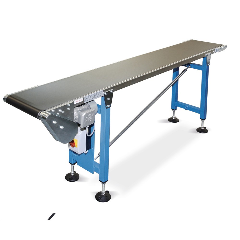 Image of Für kurze Wege innerhalb des Betriebs Dieser Gleitbandförderer ist für den innerbetrieblichen Transport von Stückgütern konzipiert. Er ist als Einzelkomponente einsetzbar oder auch als Teil einer grösseren Förderanlage. Der Gleitbandförderer hat eine maxi