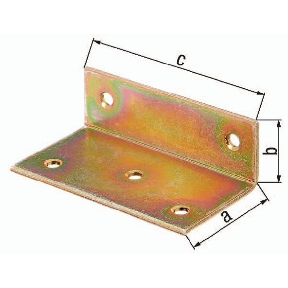 Image of  Mass b: 40mmGAH Breitwinkel, galvanisch gelb verzinkt, Mass a 60 mm, gleichschenklig GAH Breitwinkel, galvanisch gelb verzinkt, Mass a 60 mm, gleichschenklig
