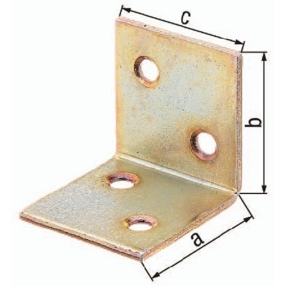 Image of  Mass b: 40mmGAH Breitwinkel, galvanisch gelb verzinkt, Mass a 40 mm Schenkellänge 40 mm, gleichschenklig GAH Breitwinkel, galvanisch gelb verzinkt, Mass a 40 mm Schenkellänge 40 mm, gleichschenklig