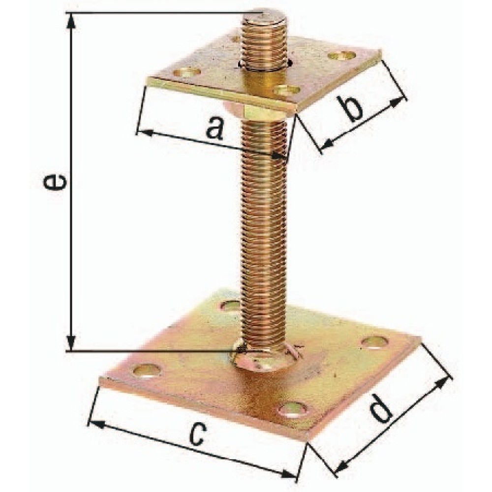 Image of  Mass b: 70mmGAH I-Pfostenträger, Stahl roh galvanisch, gelb verzinkt, 70x70x100x100x150mm GAH I-Pfostenträger, Stahl roh galvanisch, gelb verzinkt, 70x70x100x100x150mm