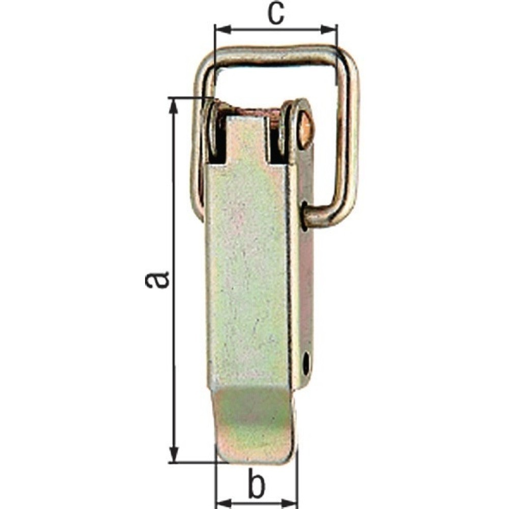 Image of  Mass b: 18mmGAH Kistenverschluss, Stahl galvanisch gelb verzinkt, Höhe 61 mm Breite 22 mm, SB, für Vorhangschlösser mit max Ø7 mm GAH Kistenverschluss, Stahl galvanisch gelb verzinkt, Höhe 61 mm Breite 22 mm, SB, für Vorhangschlösser mit max Ø7 mm