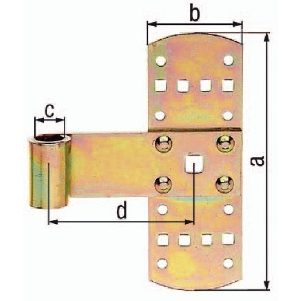 Image of  Mass b: 50mmGAH Kreuzband Breite 50 mm, Stahl galvanisch gelb verzinkt, Länge 140 x 50 mm Stärke 2 mm GAH Kreuzband Breite 50 mm, Stahl galvanisch gelb verzinkt, Länge 140 x 50 mm Stärke 2 mm