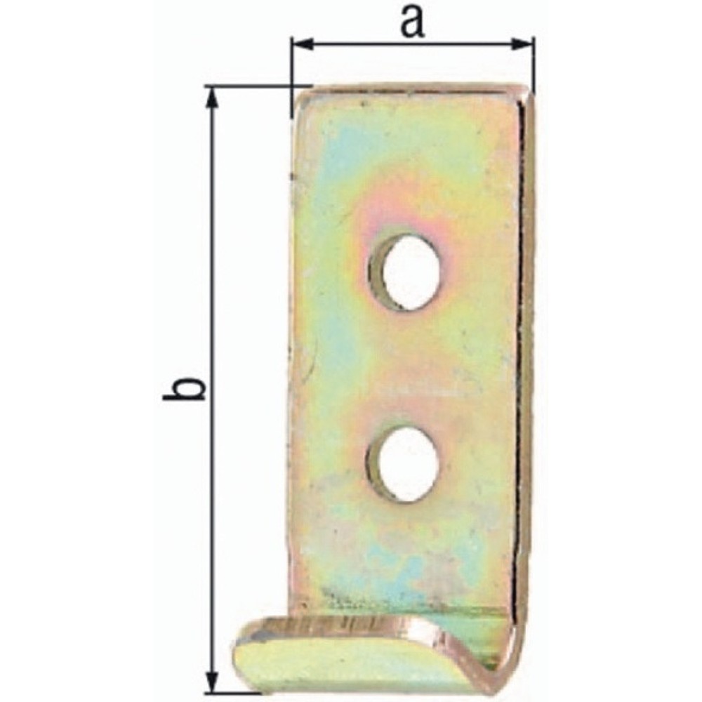 Image of  Mass b: 34mmGAH Schliesshaken für Kistenverschlüsse, Stahl galvanisch gelb verzinkt, Länge 30 Breite 12 Stärke 1,5 mm, gerade GAH Schliesshaken für Kistenverschlüsse, Stahl galvanisch gelb verzinkt, Länge 30 Breite 12 Stärke 1,5 mm, gerade