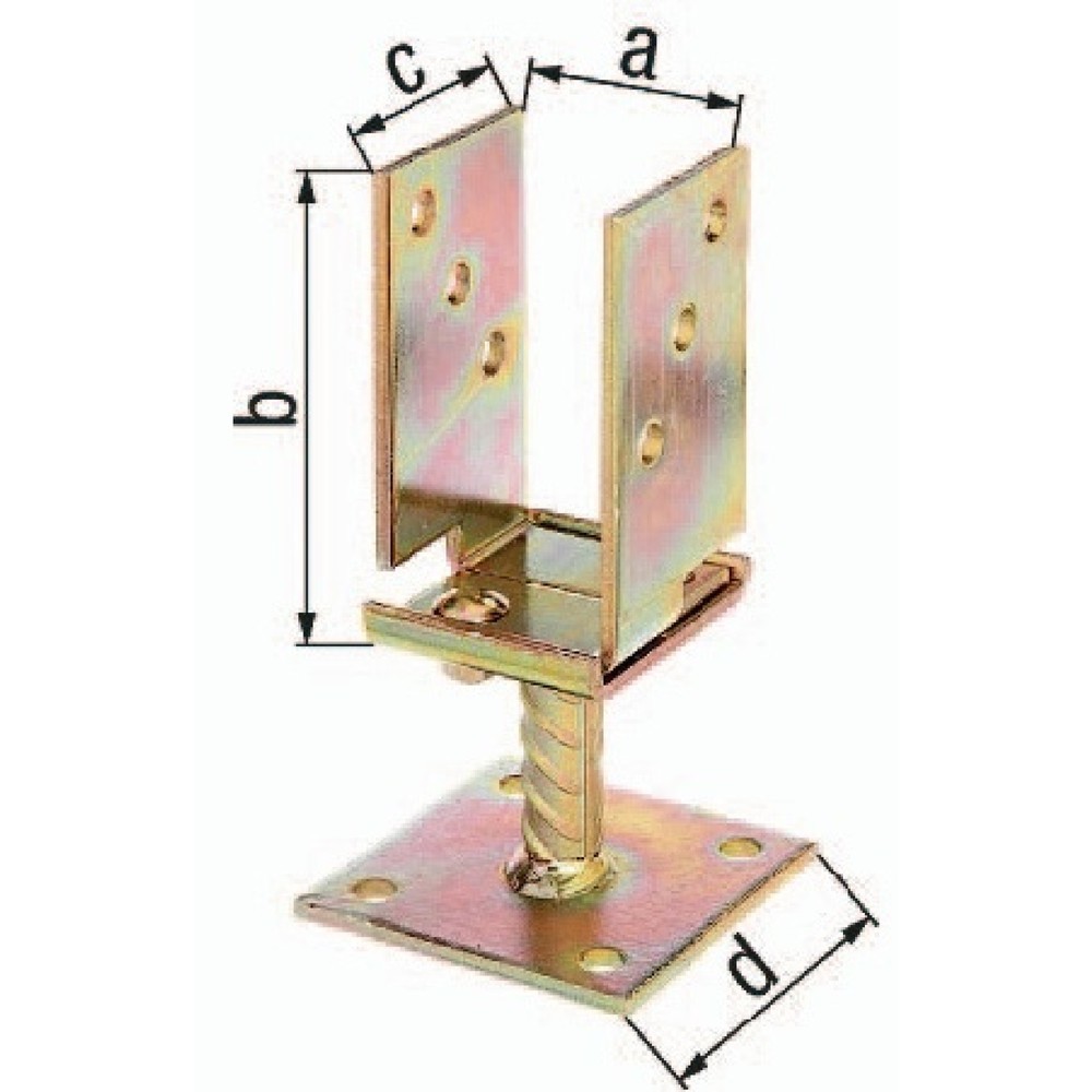 Image of  Mass b: 110mmGAH U-Pfostenträger, feuerverzinkt, 71 - 131x110x70x100mm, breitenverstellbar, zum Aufschrauben GAH U-Pfostenträger, feuerverzinkt, 71 131x110x70x100mm, breitenverstellbar, zum Aufschrauben