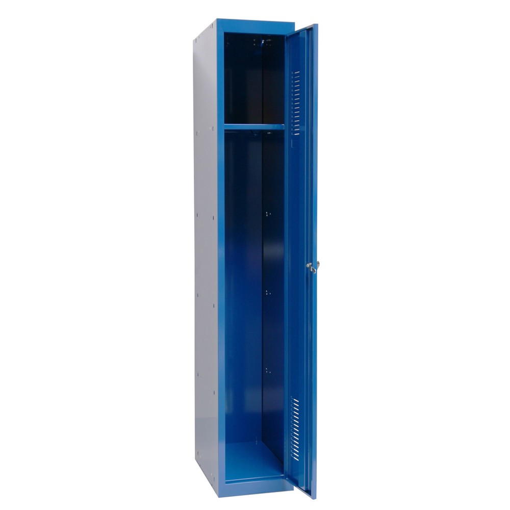 Image of Spind aus robustem Stahl Der Garderobenschrank BASIC mit Zylinderschloss ist aus einer robusten Stahlblech-Konstruktion gefertigt und somit besonders langlebig. Zudem ist der Schrank pulverbeschichtet, sodass dieser unempfindlich und korrosionsbeständig i