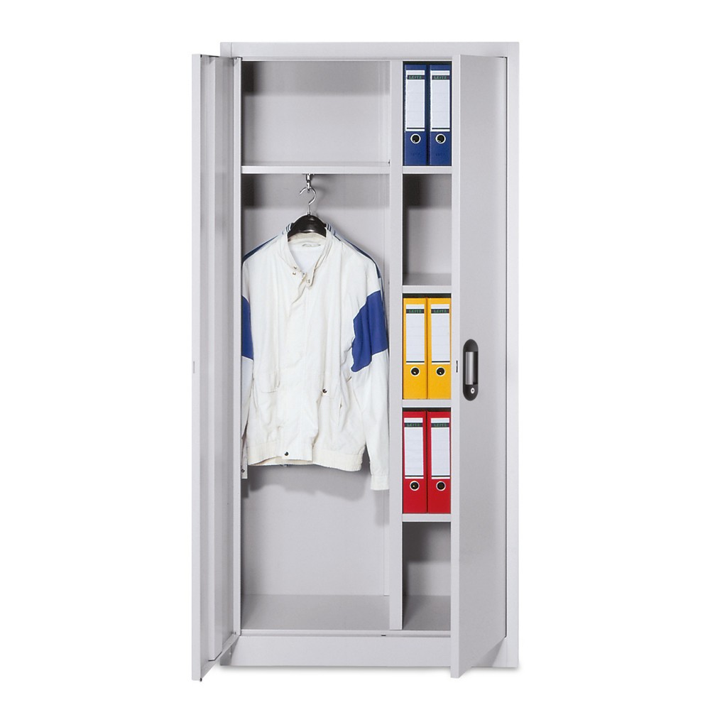 Image of Garderobenschrank aus geschweisstem Stahlblech – verwahrt Kleidung und Wertsachen Ganz gleich ob im Lager, im Büro oder in der Werkstatt – Garderobenschränke aus Metall bieten Ihren Mitarbeitern reichlich Platz für Jacken, Mäntel und weitere persönliche B