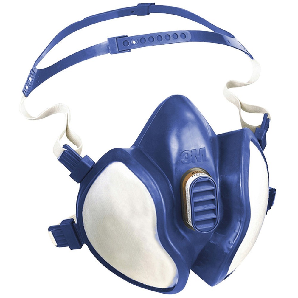 Image of Gase- und Dämpfe-Halbmaske 3M™ Serie 4000+ für sicheren Atemschutz Der Atemschutz 3M™ Serie 4000+ schützt Sie zuverlässig vor Gasen, Dämpfen und Partikel. Die Halbmaske lässt sich sofort einsetzen. Dank ihrer komfortablen Bebänderung mit Kopfhalterung sit