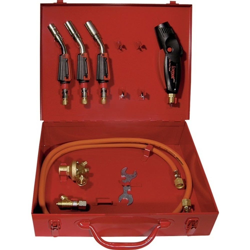 Image of  Gasart: PropanGCE RHÖNA Hart-/Weichlötgarnitur Lomat PIEZO-3, 8-teilig, im Stahlblechkoffer, Propan GCE RHÖNA Hart-/Weichlötgarnitur Lomat PIEZO-3, 8-teilig, im Stahlblechkoffer, Propan