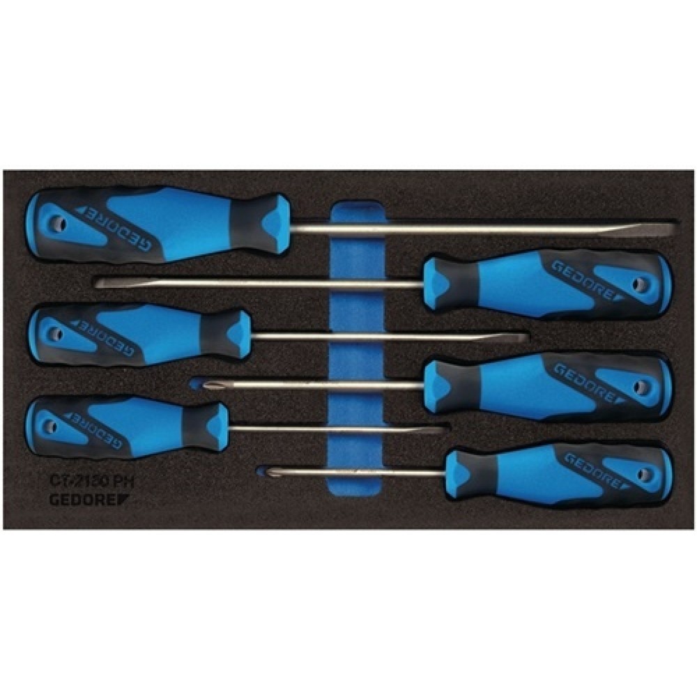 Image of  Höhe: 35mmWerkzeugmodul T.310mmxB.157,5mm 6tlg. Schraubendreher Schlitz/PZD GEDORE Werkzeugmodul T.310mmxB.157,5mm 6tlg. Schraubendreher Schlitz/PZD GEDORE