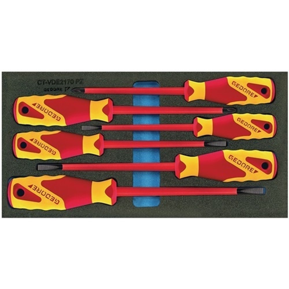 Image of  Höhe: 35mmWerkzeugmodul T.310mmxB.157,5mm 6tlg. VDE-Schraubendreher Schlitz/PZD GEDORE Werkzeugmodul T.310mmxB.157,5mm 6tlg. VDE-Schraubendreher Schlitz/PZD GEDORE