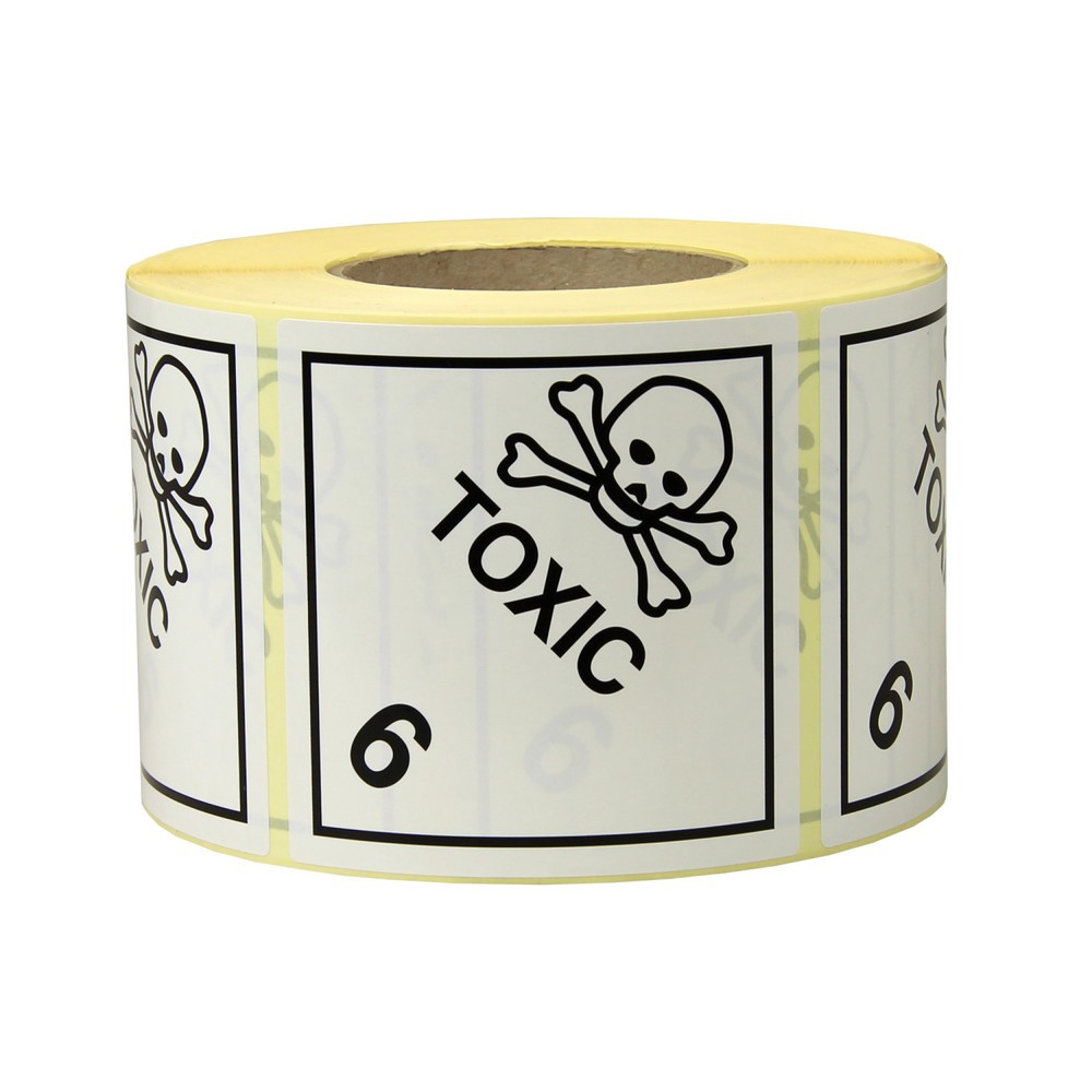 Image of  1.000 Stück je RolleGefahrgut-Etiketten, 100 x 100 mm, aus Papier, mit Aufdruck/Symbol, "Toxic" Gefahrgut-Etiketten, 100 x 100 mm, aus Papier, mit Aufdruck/Symbol, "Toxic"