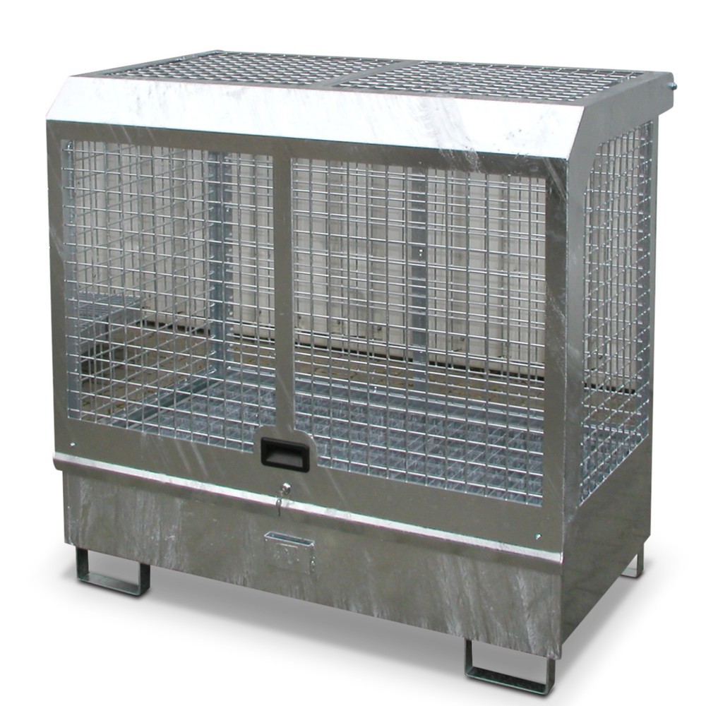 Image of Gefahrstoffe griffbereit und sicher aufbewahren Im kompakten Gefahrstoff-Depot für den Innenbereich, verzinkt bewahren Sie Säuren, Laugen und andere gefährliche Stoffe sicher und variabel auf. Spritzschutzwände und Sicherungskette beugen Gefahrstoff-Unfäl