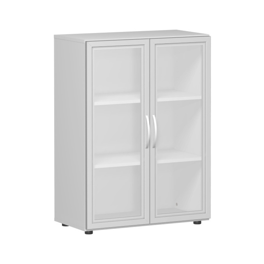 Image of Stilvoll und funktionell – der Glasflügeltürschrank Lissabon Dieser Glasflügeltürenschrank sorgt für mehr Ordnung im Arbeitsalltag. Nach dem Baukastensystem kombinieren Sie einzelne Teile der Lissabon-Serie zu einer vollständigen Schrankwand. Der Schrank 