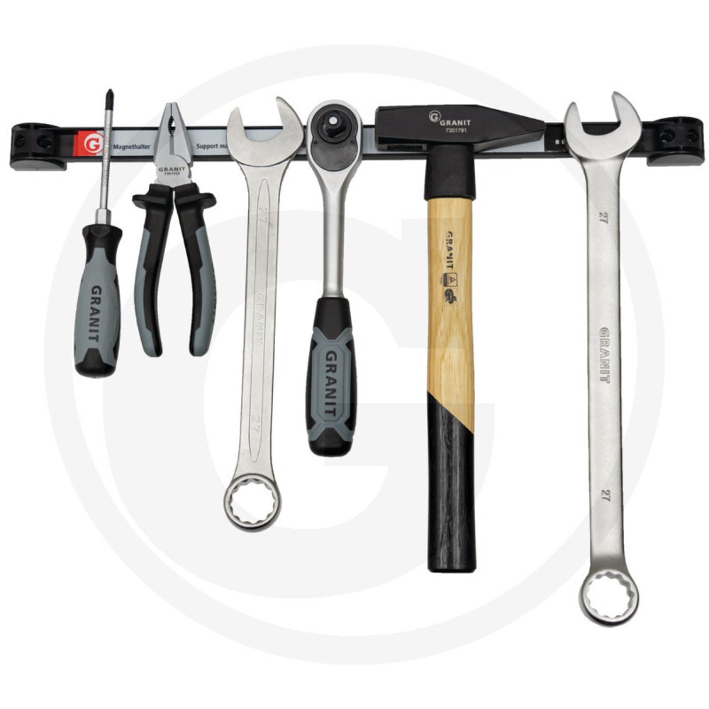 Image of  Inkl. Befestigungsmaterial (4x Schrauben, 4x Dübel)GRANIT BLACK EDITION Magnet-Werkzeughalter, Länge 500 mm, inkl. Befestigungsmaterial GRANIT BLACK EDITION Magnet-Werkzeughalter, Länge 500 mm, inkl. Befestigungsmaterial