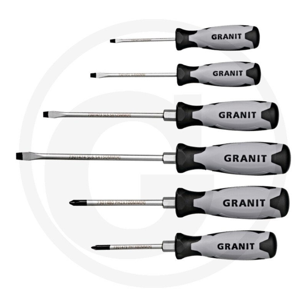 Image of  Griffkennzeichnung erleichtert Finden und Sortieren der Schraubendreher GRANIT BLACK EDITION Schraubendreher-Satz, 6-tlg. GRANIT BLACK EDITION Schraubendreher-Satz, 6-tlg.