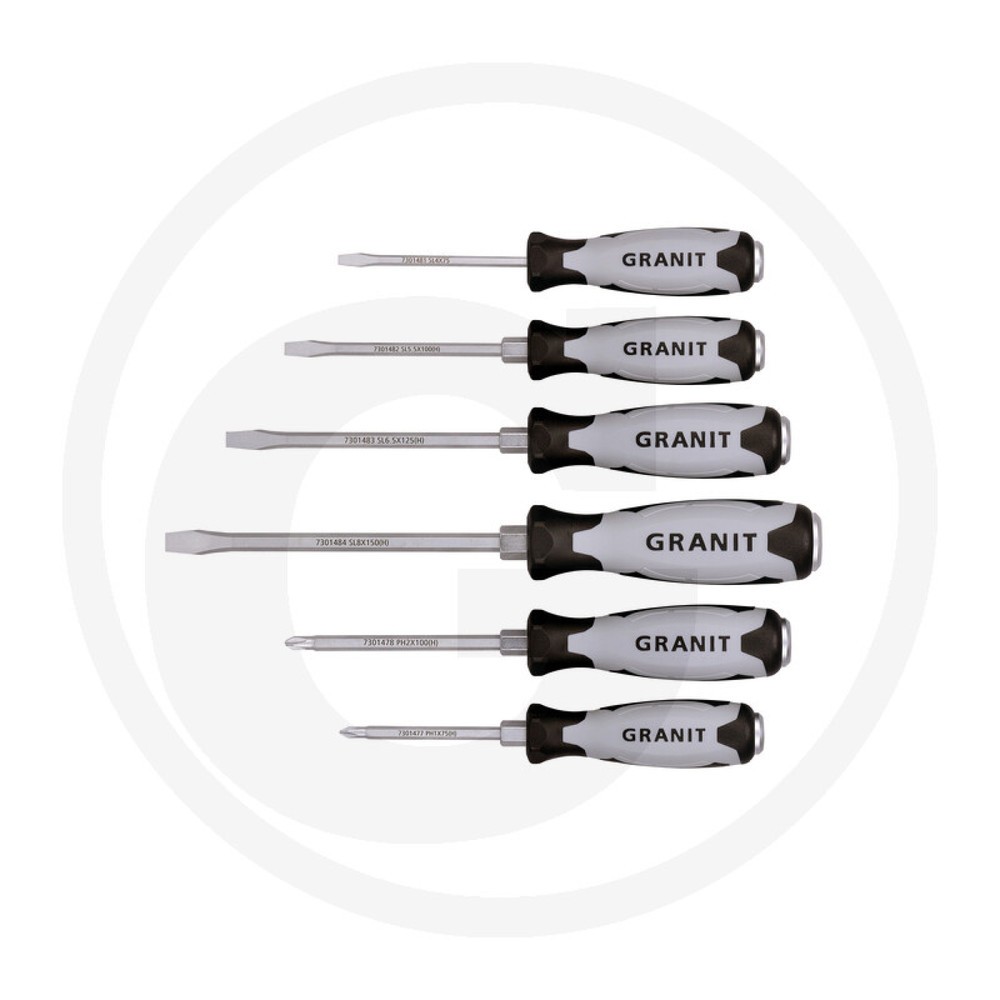 Image of  Griffkennzeichnung zum leichten Finden und Sortieren der SchraubendreherGRANIT BLACK EDITION Schraubendreher-Satz mit Schlagkappe, 6-tlg. GRANIT BLACK EDITION Schraubendreher-Satz mit Schlagkappe, 6-tlg.
