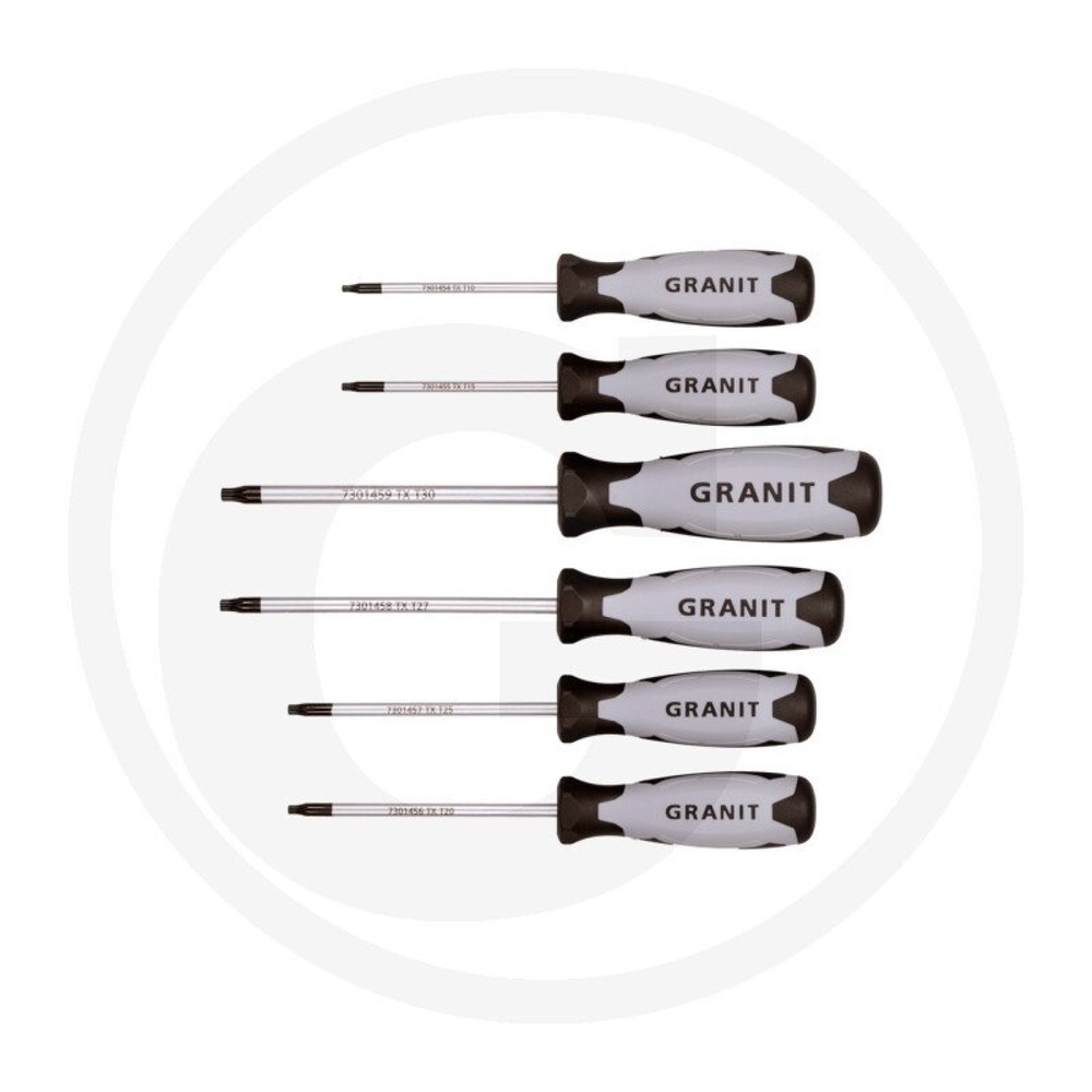 Image of  Sechskant-Abrollschutz vermeidet Wegrollen der SchraubendreherGRANIT BLACK EDITION Schraubendreher-Satz TX, 6-tlg. GRANIT BLACK EDITION Schraubendreher-Satz TX, 6-tlg.