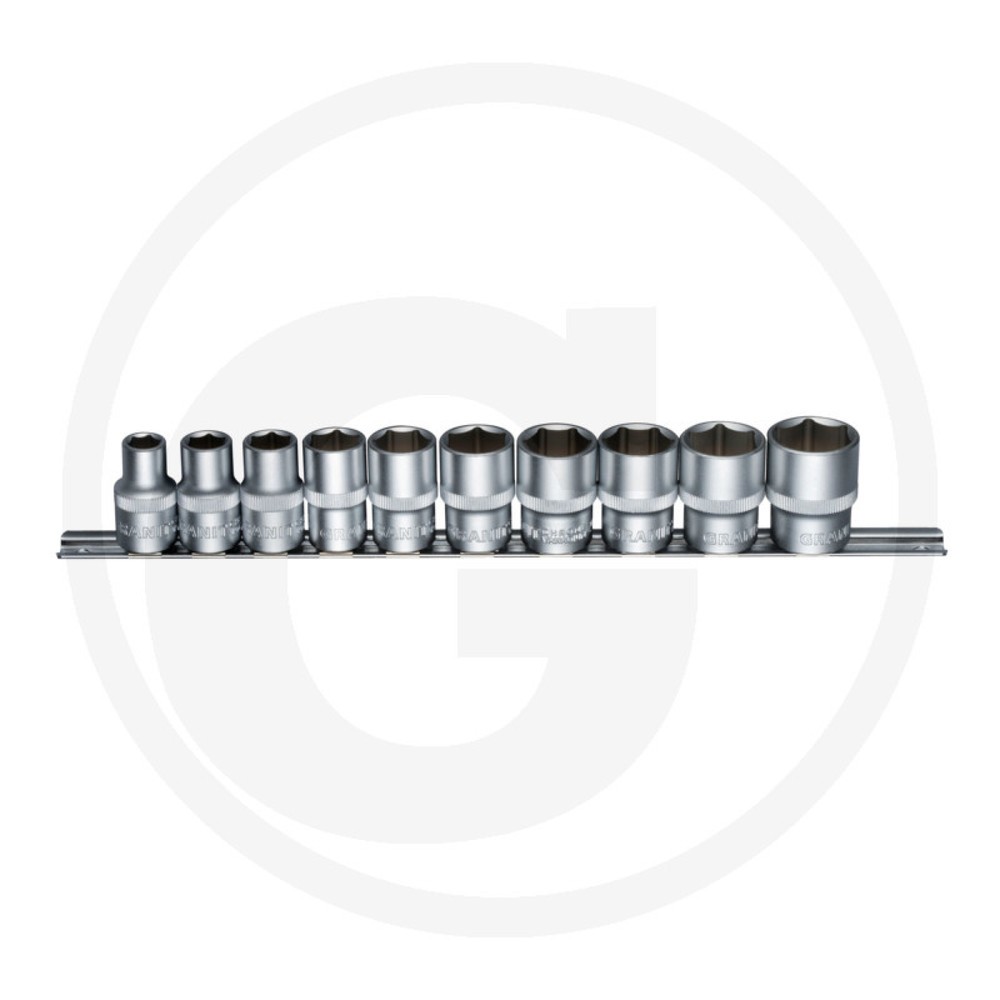 Image of  Inkl. Aufsteckleiste für die Wandmontage GRANIT BLACK EDITION Stecknuss-Satz 1/2", 10-tlg. GRANIT BLACK EDITION Stecknuss-Satz 1/2", 10-tlg.