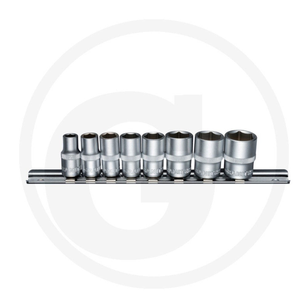 Image of  Inkl. Aufsteckleiste für die Wandmontage GRANIT BLACK EDITION Stecknuss-Satz 1/4", 8-tlg. GRANIT BLACK EDITION Stecknuss-Satz 1/4", 8-tlg.