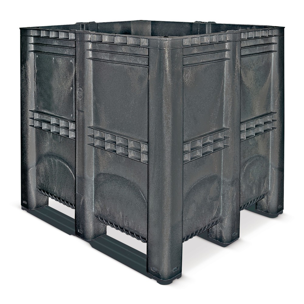 Image of Stabiles Lager- und Transporthilfsmittel Der Grossbehälter aus Polyethylen, 1.400 Liter, mit Kufen ist aus stabilem, lebensmittelechtem Polyethylen (PE) und verfügt über 3 Kufen, wodurch sich der Behälter mit einem Stapler problemlos unterfahren lässt. De