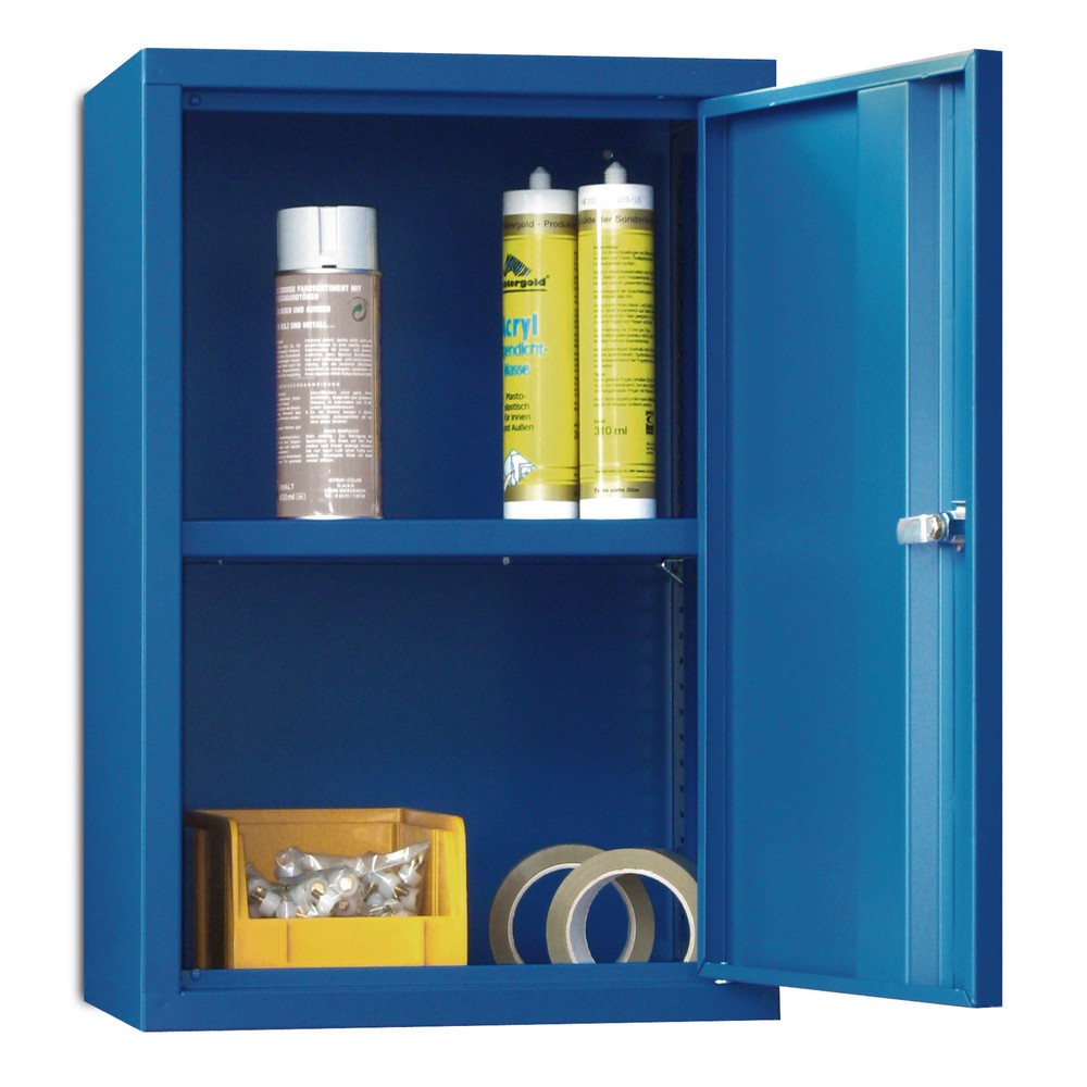 Image of Der Hängeschrank PAVOY zur Lagerung von Werkzeug und Arbeitsmaterialien Den Hängeschrank PAVOY montieren Sie an Ihre Werkstattwand und haben so wichtige Arbeitsmaterialien direkt griffbereit. Der stabile Werkstattschrank aus Stahlblech verfügt über eine p