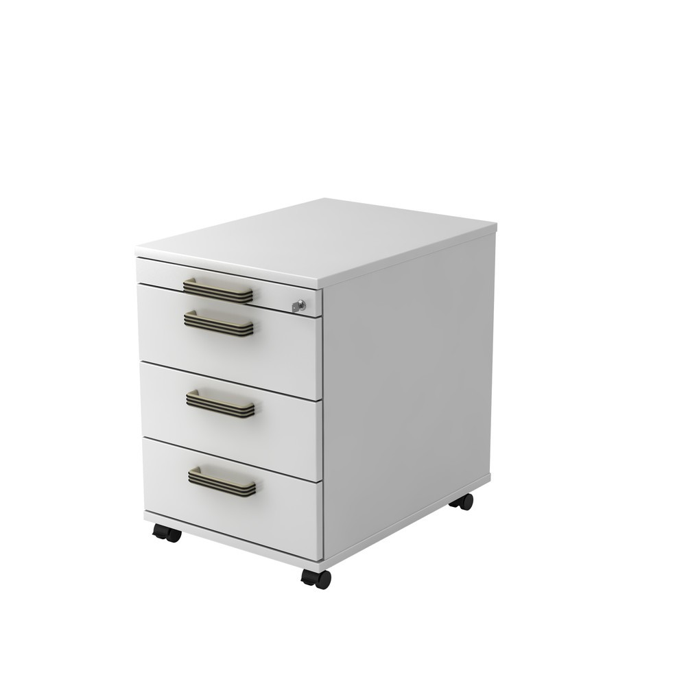 Image of  verleimt, 8 mm SichtrückwandHammerbacher Rollcontainer 58cm, 3Schübe, Schloss SG Weiss Hammerbacher Rollcontainer 58cm, 3Schübe, Schloss SG Weiss
